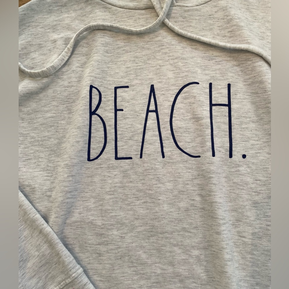 Rae Dunn Women’s Size Small Gray BEACH. Graphic‎ Hoodie Pullover - Picture 6 of 12